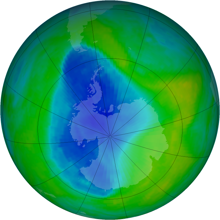 Antarctic ozone map for 30 November 1990